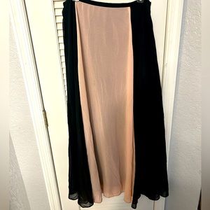 NWT black and light pink chiffon maxi skirt.